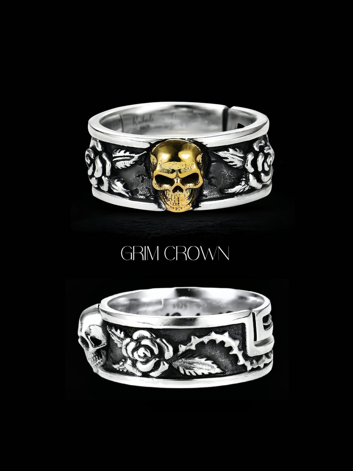 GRIM CROWN - VINTAGE SKULL RING